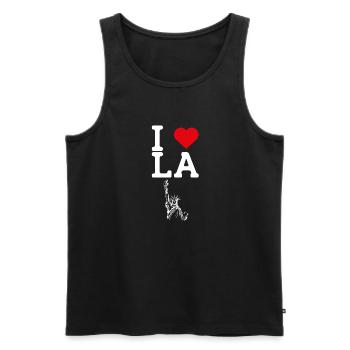 I Love LA Heart Flag Statue Of Liberty Los Angeles - Men's Premium Organic Tank Top - black - Front - Michal (187cm)