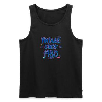 Vintage Since 1985 Graffiti Glitch 40ème anniversaire - Débardeur bio Premium Homme - noir - Devant - Michal (187cm)