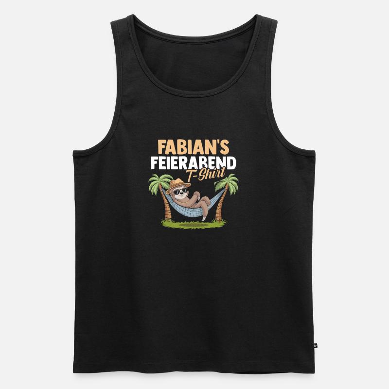 Faultier Fabian - Männer Premium Bio Tank Top - Schwarz