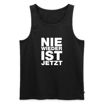 Nie wieder ist jetzt - Gegen Rechts, gegen Hetze - Männer Premium Bio Tank Top - Schwarz - Vorne - AI Model Male 178 light (178cm)