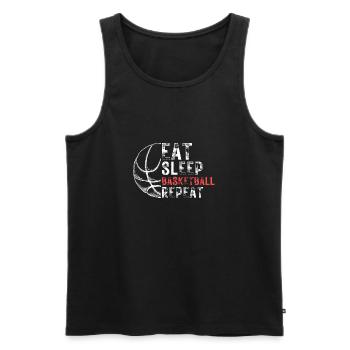 Eat Sleep Basketball Repeat Design - Männer Premium Bio Tank Top - Schwarz - Vorne - Michal (187cm)