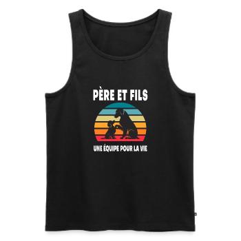 père et fils chien papa vintage duo fête des pères - Débardeur bio Premium Homme - noir - Devant - Michal (187cm)