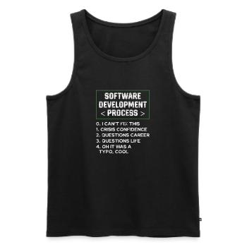 Software Development Process Humor Programmer - Men's Premium Organic Tank Top - black - Front - AI Model Male 178 light (178cm)