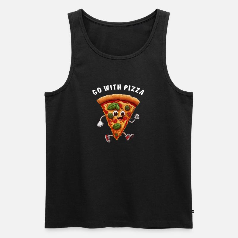 PIZZA GO WITH - Männer Premium Bio Tank Top - Schwarz