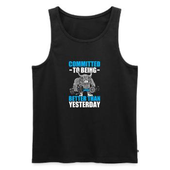 Committed Bodybuilding Bodybuilder Gym Kraftsport - Männer Premium Bio Tank Top - Schwarz - Vorne - Michal (187cm)