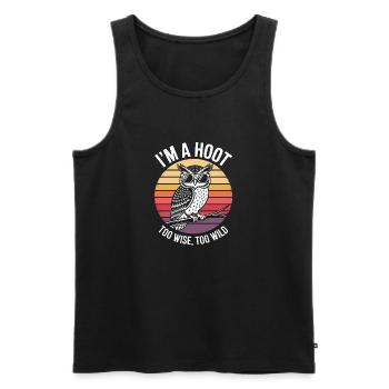 I ́M A Hoot Too Wise, Too Wild - Men's Premium Organic Tank Top - black - Front - AI Model Male 178 light (178cm)