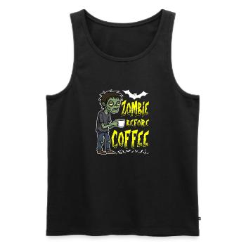 ZOMBIE BEFORE COFFEE - HALLOWEEN GIFT - Men's Premium Organic Tank Top - black - Front - AI Model Male 178 light (178cm)