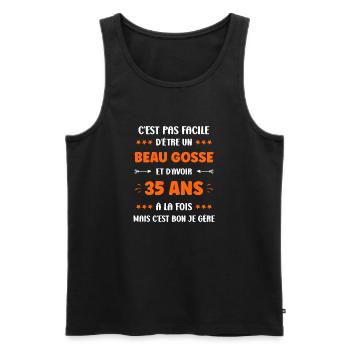 35 ANS - Débardeur bio Premium Homme - noir - Devant - Michal (187cm)