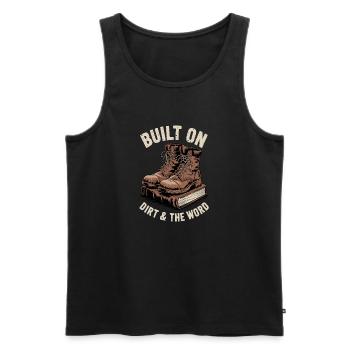Christian Homesteader Faith Farming Lural Life - Men's Premium Organic Tank Top - black - Front - AI Model Male 178 light (178cm)