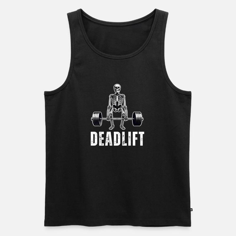 Kreuzheben Skeleton Gym Workout - Männer Premium Bio Tank Top - Schwarz