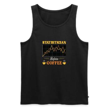 Statisticien avant mathématicien Amateur de café - Débardeur bio Premium Homme - noir - Devant - AI Model Male 178 light (178cm)