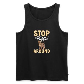Stop Fluffin' at - Men's Premium Organic Tank Top - black - Front - Michal (187cm)
