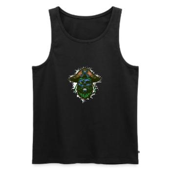 Capitaine Crâne de pirate - Débardeur bio Premium Homme - noir - Devant - Michal (187cm)