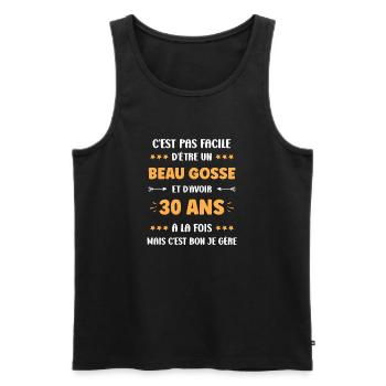 30 ANS - Débardeur bio Premium Homme - noir - Devant - Michal (187cm)