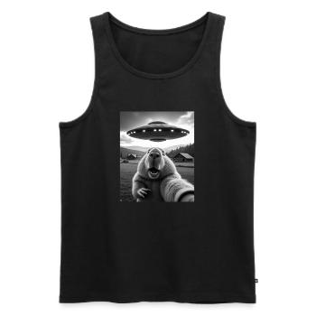 Selfie Capybara avec OVNI Capybara Cadeaux - Débardeur bio Premium Homme - noir - Devant - Michal (187cm)