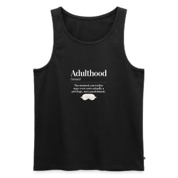 Âge adulte : reconnaître la sieste comme un privilège - Débardeur bio Premium Homme - noir - Devant - AI Model Male 178 light (178cm)