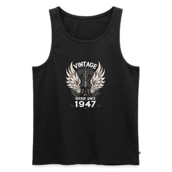 Vintage Rockin' Since 1947, 78 Years of Original - Men's Premium Organic Tank Top - black - Front - AI Model Male 178 light (178cm)