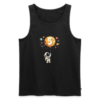 Cute Astronaut 5th Birthday Boy Outer Space - Men's Premium Organic Tank Top - black - Front - Michal (187cm)