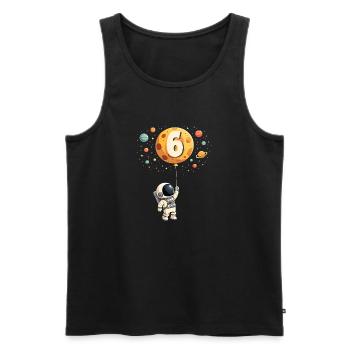 Astronaute mignon 6ème anniversaire garçon espace - Débardeur bio Premium Homme - noir - Devant - Michal (187cm)