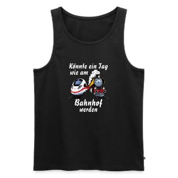 TRAIN Could be a day like at the train station - Men's Premium Organic Tank Top - black - Front - Michal (187cm)