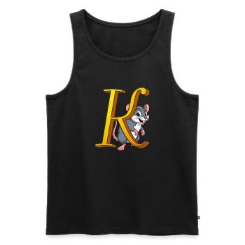 BUCHSTABE K - Männer Premium Bio Tank Top - Schwarz - Vorne - AI Model Male 178 light (178cm)