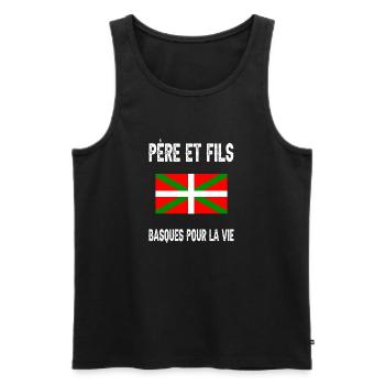 père et fils papa basque pays basque - Débardeur bio Premium Homme - noir - Devant - Michal (187cm)