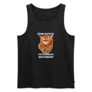 CAT SLEEPS TEETH BRUSHED sleep - Men's Premium Organic Tank Top - black - Front - Michal (187cm)