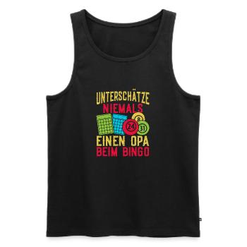 Bingo Game Unterschätze Niemals Einen Opa Bingo - Männer Premium Bio Tank Top - Schwarz - Vorne - Michal (187cm)