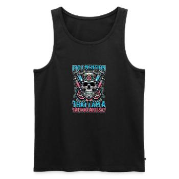 Tatoueur Ai-je mentionné que je suis tatoueur - Débardeur bio Premium Homme - noir - Devant - AI Model Male 178 light (178cm)