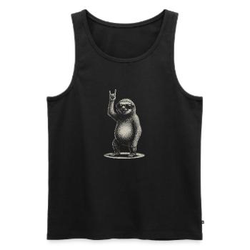 Rock Music Funny Sloth with Sunglasses - Men's Premium Organic Tank Top - black - Front - Michal (187cm)