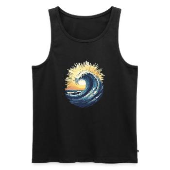 Surfing Big Surf Wave Vibes Surfer Sunset Retro - Men's Premium Organic Tank Top - black - Front - AI Model Male 178 light (178cm)
