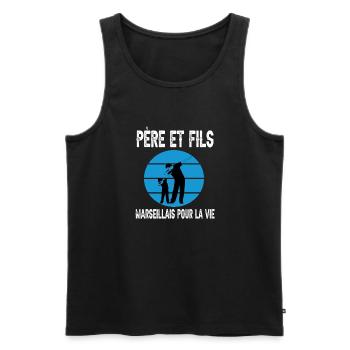 père fils papa dab marseille supporter marseillais - Débardeur bio Premium Homme - noir - Devant - Michal (187cm)