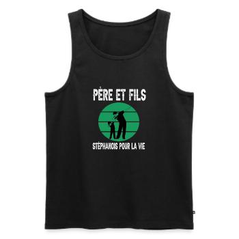 père et fils papa dab saint étienne supporter - Débardeur bio Premium Homme - noir - Devant - Michal (187cm)