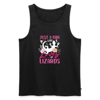 Juste une fille qui aime le design des lézards - Débardeur bio Premium Homme - noir - Devant - AI Model Male 178 light (178cm)
