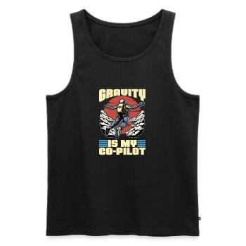 Parachutisme Gravity est mon copilote adore le parachutisme - Débardeur bio Premium Homme - noir - Devant - AI Model Male 178 light (178cm)