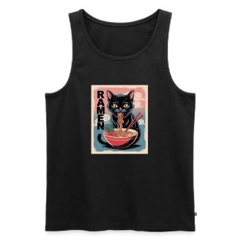 Ramen cat in Japanese style - Men's Premium Organic Tank Top - black - Front - Michal (187cm)