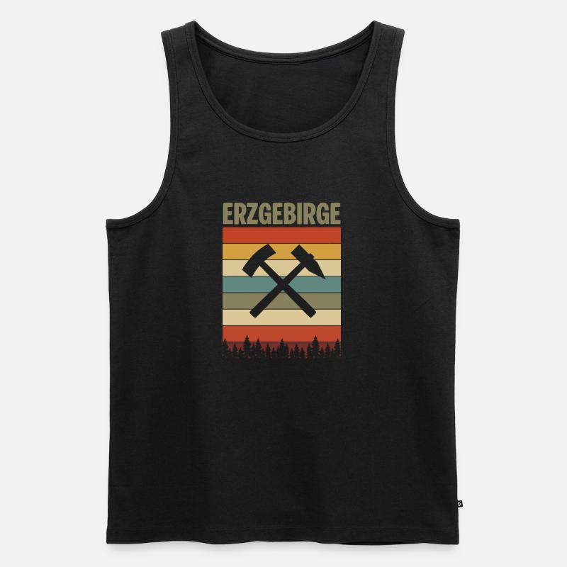 Erzgebirge Retro Hammer - Männer Premium Bio Tank Top - Schwarz