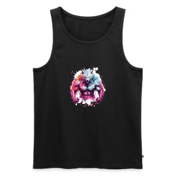 Wolf Muskeln - Männer Premium Bio Tank Top - Schwarz - Vorne - Michal (187cm)