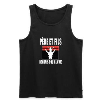 père et fils papa supporter rennais rennes - Débardeur bio Premium Homme - noir - Devant - AI Model Male 178 light (178cm)