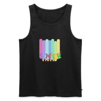 Summer Vibes Only | Tropical Beach T-Shirt - Débardeur bio Premium Homme - noir - Devant - Michal (187cm)