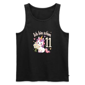 Licorne mignonne 11e anniversaire pour les filles - Débardeur bio Premium Homme - noir - Devant - Michal (187cm)