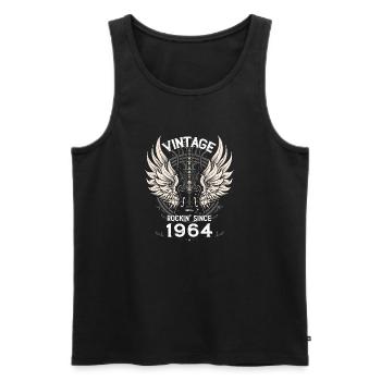 Vintage Rockin' depuis 1964, 61 ans d’indémodable - Débardeur bio Premium Homme - noir - Devant - Michal (187cm)