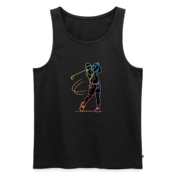 Golfer Silhouette Golf - Männer Premium Bio Tank Top - Schwarz - Vorne - Michal (187cm)
