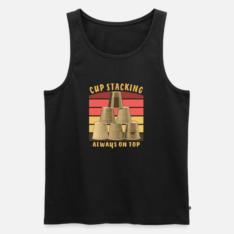 CUP STACKING ALWAYS ON TOP - Männer Premium Bio Tank Top - Schwarz