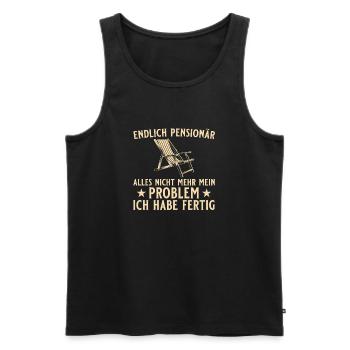 Pension Liegestuhl - Endlich Pensionär - Männer Premium Bio Tank Top - Schwarz - Vorne - Michal (187cm)
