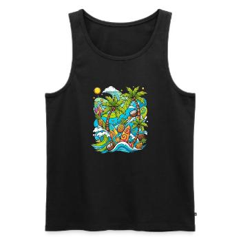 Tropical holiday pattern - Men's Premium Organic Tank Top - black - Front - AI Model Male 178 light (178cm)