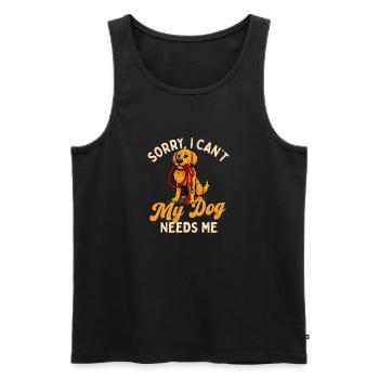 Tut mir leid, ich kann nicht, mein Hund braucht mich Lustiges Hundezitat - Männer Premium Bio Tank Top - Schwarz - Vorne - Michal (187cm)