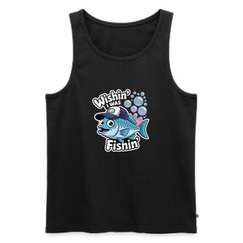 FISH, WISHIN J’ÉTAIS FISHIN - Débardeur bio Premium Homme - noir - Devant - Michal (187cm)