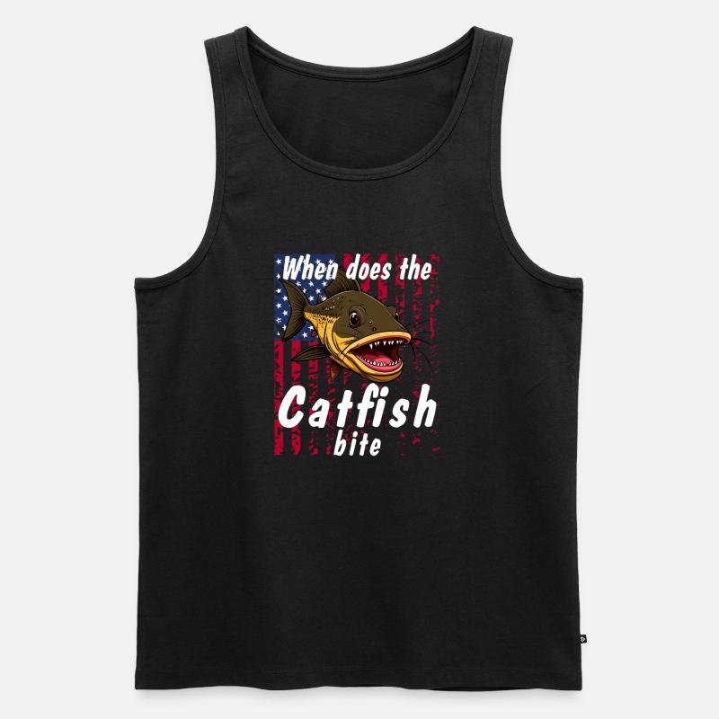 When does the catfish bite - Männer Premium Bio Tank Top - Schwarz
