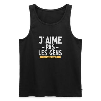 J’aime pas les gens T-shirt drôle français - Débardeur bio Premium Homme - noir - Devant - Michal (187cm)